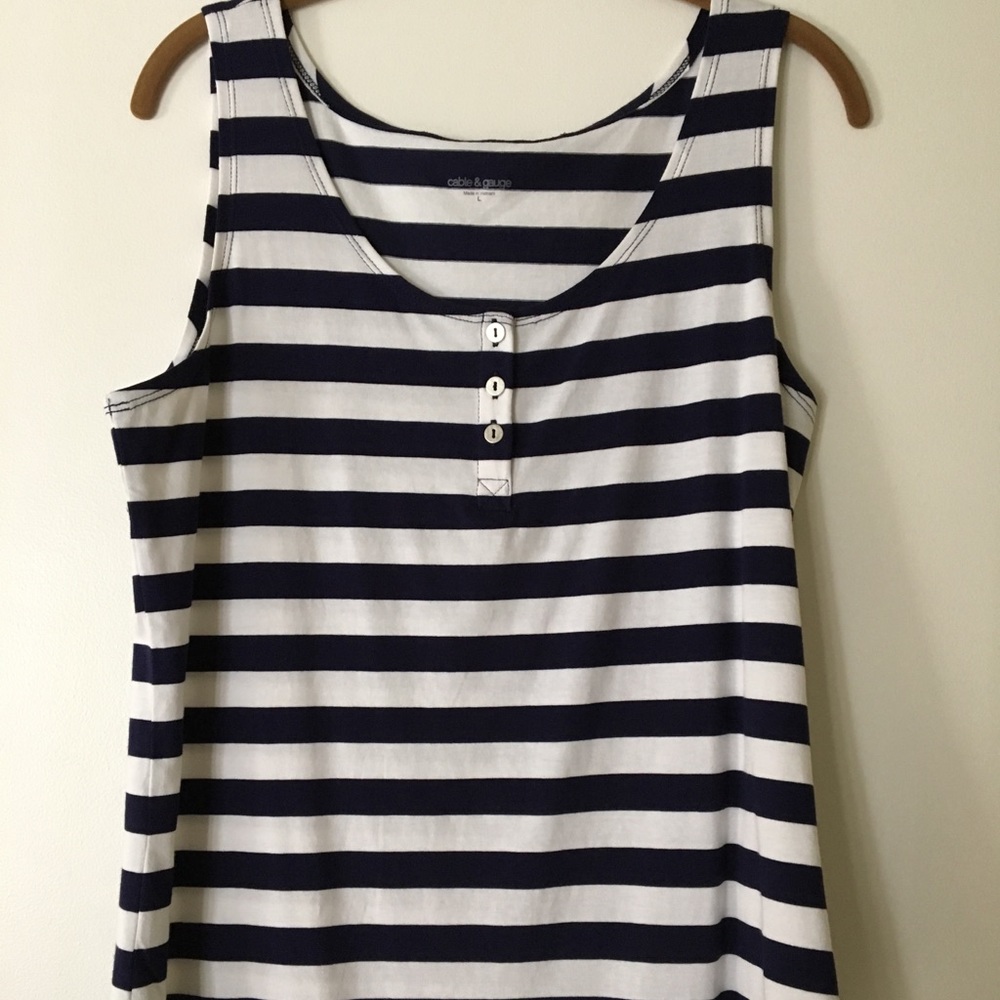 Blue and white striped tank top